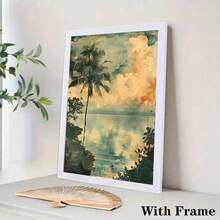 1/3 piezas Decoración de pared de acuarela retro de selva tropical de vacaciones, decoración de pared de cascada, arte de decoración de pared opcional, póster de acuarela hawaiano, mural decorativo del hogar de vacaciones, decoración del hogar, póster de lienzo - Multicolor - Ver 31