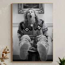 1 pieza Póster de arte de baño sin marco Póster de película divertida en blanco y negro Lienzo de arte de pared Humor de Harry en el inodoro Obra de arte Decoración del hogar para baño y sala de estar