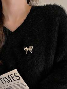 1pc/2pcs Women Elegant Faux Pearl Rhinestone Double Bow Brooch, High-End Female Design Clothing Pins Accessory, Suitable For Daily Anti-Exposure Clothes, Shirts, Dresses, Multi-Occasion Halloween Jewelry Costume Accessories Bag Charms Office Accessories Christmas Gift