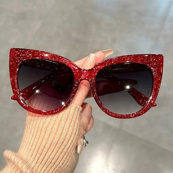Large Frame Cat Eye Glasses Female Bright Frame Glasses Leopard Print Glasses Travel & Outdoor Play Decoration Street Shooting Modeling Party