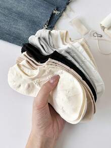 5双装女士蝴蝶结中筒袜，舒适透气，四季皆宜，颜色随机搭配 - 彩色 - 查看 3