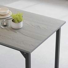 5-Piece Grey Dining Set Including Rectangular Dining Table Dining Chairs With MDF Top Metal Frame Space Saving Dinette Set For Dining Room, Apartment, Small Space - Grey - View 5