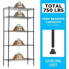 5-Tier Metal Wire Rack Wire Shelving Unit Adjustable Heavy Duty Storage Shelf - default - View 5