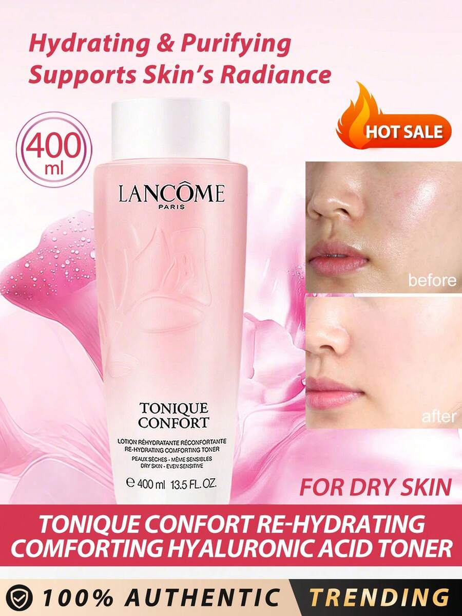 Lancôme Lancome Soothing Hydrating Hyaluronic Acid Toner, 400ml / Suitable For Dry And Sensitive Skin / Moisturizing And Purifying / Long-Lasting Hydration / Lightweight Texture / Enhances Skin Radiance / This Lightweight Toner Infused With Hyaluronic Acid Can Significantly Hydrate The Skin In Just 30 Minutes. The Soothing Hydrating Hyaluronic Acid Toner Helps Strengthen The Skin's Natural Moisturizing Barrier. - Mới - 400ml - Xem 1