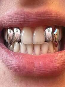 1 Pair Copper Alloy Fang Tooth Hiphop Teeth Jewelry, Party/Nightclub Decoration, Carnival Accessory, Unisex Personalized Stage Props, Includes Dental Mold For Adjustable Fit