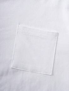 Tween Boy Classic Simple Pocket Decor White Long Sleeve T-Shirt, Suitable For Casual, Holiday, Layering With Various Outerwear