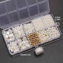 10槽优雅仿珍珠串珠首饰制作套装 - DIY项链、手链和耳环工艺套装，包含玫瑰花、蝴蝶结和亚克力珠子 - 母亲节和友谊手工的完美之选，色彩鲜艳的串珠组合，优雅的手工套装 - 彩色 - 查看 2