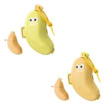 1/2 piezas - Caja para cepillo de dientes con forma de plátano - Funda reutilizable para cepillo de dientes con clip - Caja de almacenamiento de cepillo de dientes de plástico duradero - Funda protectora portátil y linda para cepillo de dientes, adecuada para viajes de negocios y uso doméstico - Adecuada para todos los cabezales de cepillo de dientes estándar - Funda protectora para cepillo de dientes en pareja (el fondo amarillo es verde, el fondo verde es amarillo)