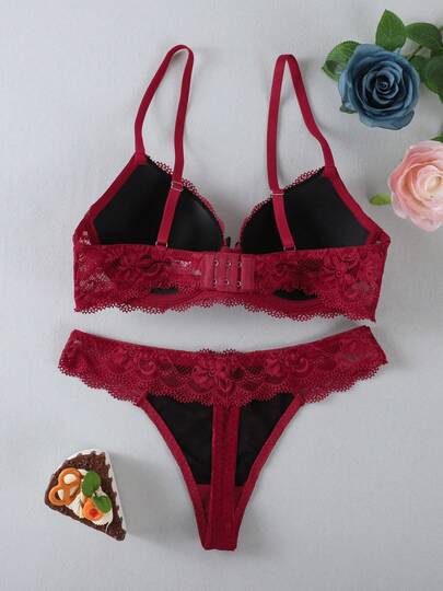 Set Kanten Verleidelijke Push Up Bra, Anti Sagging view 2