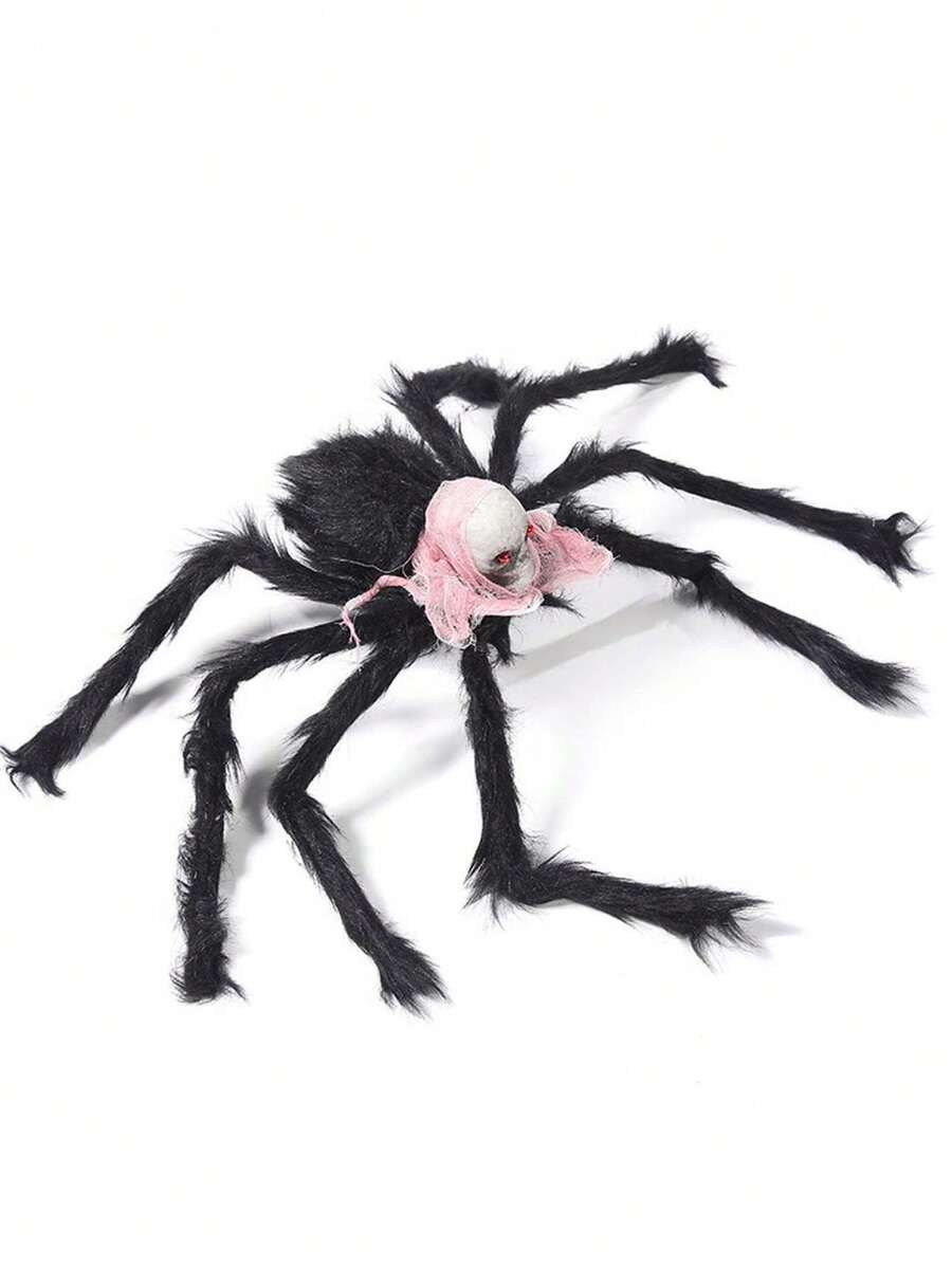 1pc Halloween / Christmas Plush Spider, Ghost Head Spider, Horror Spider, Foam Skull Head, Escape Room Prop
