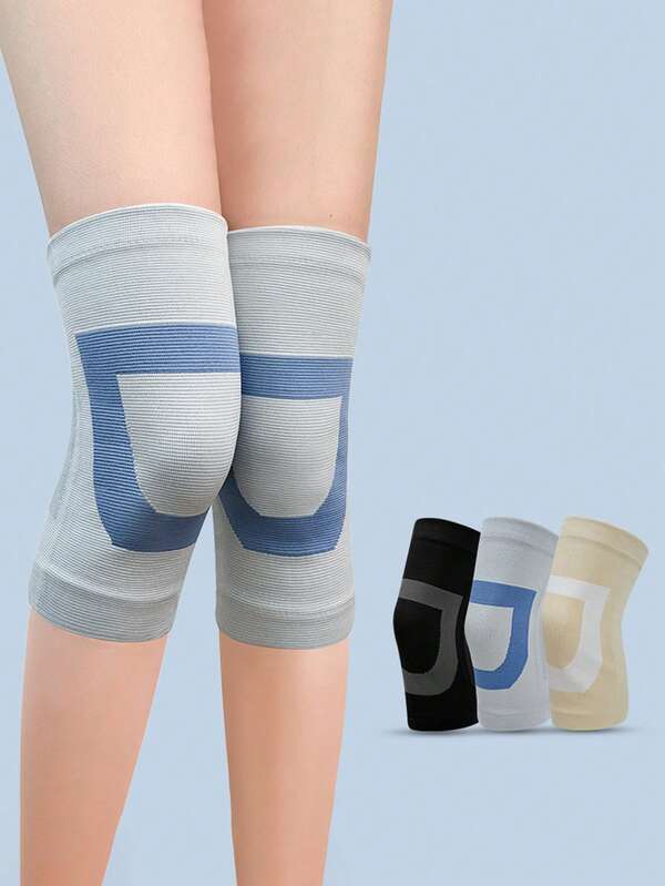 قطعة واحدة من وسادات الركبة الرياضية الدافئة من النايلون بشكل حرف D، ذات مرونة عالية ومانعة للانزلاق لدعم الركبة أثناء الجري والرياضات اليوغا والغرف المكيفة
