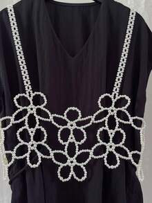 DEKUNER 1pcs新款法式珍珠小吊带女童串珠外穿吊带甜美女装时尚白珍珠吊带上衣时尚单品