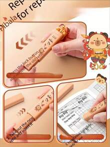 1 pieza/2 piezas Goma de borrar de oso Kabebe, Nezha, Ao Bing de dibujos animados lindos, retráctil, sin rastro, adecuado para estudiantes de primaria (1 carcasa exterior, 2 recambios)