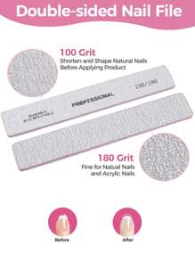 5pcs Professional Rectangular Nail File, Double-Sided Nail Buffer Block, Durable Manicure Tool, 100/180 Grit