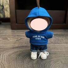 万圣节、圣诞节（仅服装）Labobo 1、2、3代 17cm吊坠娃娃钥匙扣 L 毛绒娃娃印花卫衣套装 适合 - 彩色 - 查看 5