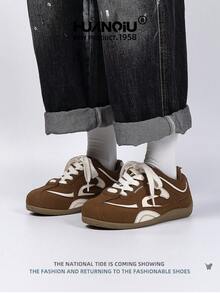 HUANQIU 2025新款男鞋男士滑板鞋一双时尚休闲高帮透气居家办公户外运动鞋多功能轻便舒适德迅鞋赛车鞋休闲鞋跑步鞋棕色四季鞋 - 棕色 - 查看 6