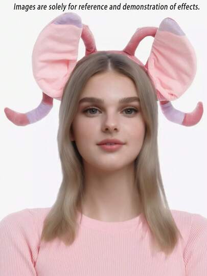 Pink Cartoon Angel Headband With Moldable Antennae, Plush Headpiece Suitable For Girls/Women, Suitable For Cosplay, Parties, Travel And Gifts Hair Band Diadema Hair Hoop