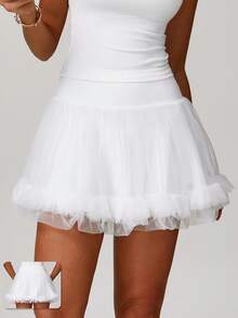 MASKERT "Sports Skirt"Light-Proof Tennis Skirt,Running Sports Skirt,Fitness Badminton Yoga Skirt,Comfortable And Skin-Friendly - White - View 1