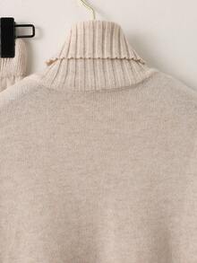 2 piezas Conjunto de suéter de unicolor para mujer, para uso diario, otoño/invierno