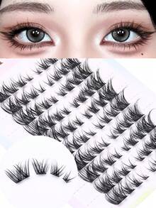 10 Rows Of Clustered False Eyelashes,80PCS Faux Mink Eyelash, Natura Look Eyelashes,Fox False Eyelashes,Make Your Eye Glamorous,For Beginners, Very Light And Reusable - C - Xem 2
