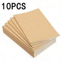 10pcs   Kraft Paper Cover Notebook | Blank Inner Pages For Writing, Drawing, Learning, And Note Taking. Multi Book Set Super Practical - 卡其色 - 查看 3