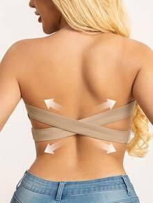 Women's Strapless Wireless Push-Up Camisole Bra With Removable Pads And Side Clasps - Seamless Comfort, No Wires, Solid Colors, Elegant Design, Perfect For Everyday And Special Occasions, Strapless Underwear, Comfortable Push-Up Effect, Premium Underwear - 黑色+駝色 - 查看 6