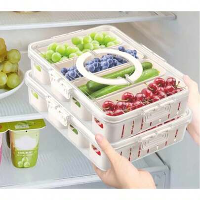 Kit Organizador de Geladeira Alimentos Vegetais com Divisórias Removíveis e Design de Vedação