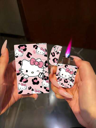  1 Sanrio för Hello Kitty sött tecknat cigarettfodral, rymmer 20 tjocka cigaretter mjukt och hårt paket universellt tryckbeständigt cigarettfodral (exklusive tändare)