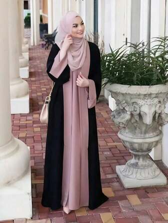 قطعة واحدة من العباءة الأنيقة والقابلة للتنفس والمريحة ذات التصميم الأسود والبرغندي المتداخل 2 في 1 العصري والمتعدد الاستخدامات