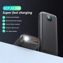 Portable Charger 20000mAh Power Bank, 22.5W Fast Charging External Battery Pack, USB-C Portable Phone Charger For IPhone 16/15/14/13 Pro Android And More, Travel Camping Essential - 黑色 - 查看 6