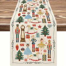 1pc Winter Christmas Nutcracker Table Runner Home Kitchen Table Mat Outdoor Garden Holiday Party Decoration Restaurant Decoration Tablecloth Room Banquet Decoration Supplies