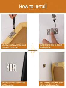 嵌入式支架挂钩，互锁式家具连接器，重型不锈钢相框挂钩，适用于婚礼照片、图片、相框吊坠，是大型图像展示艺术画廊墙面安装五金件的理想选择，采用 Z 形互锁设计，最大限度地确保安全，防止悬挂物品掉落。