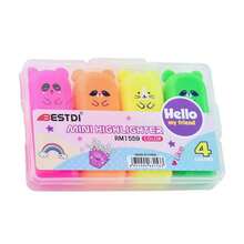 Bộ 4/5/6 bút dạ quang hình gấu nhỏ dễ thương, đầu bút vát màu pastel, đồ dùng học tập cho trường học và mẫu giáo. - Nhiều màu - Xem 20