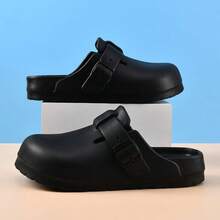 女士拖鞋，新款夏季时尚百搭舒适软底拖鞋，厚底防滑休闲沙滩凉鞋，简约清新拖鞋，防滑浴室拖鞋 - 黑色 - 查看 3