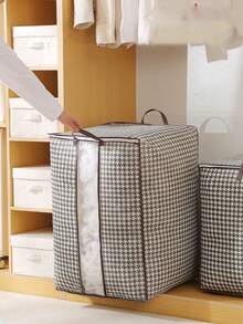 1 pieza Bolsa de almacenamiento de ropa para el hogar, bolsa de embalaje de edredón de algodón para mudanza, caja de almacenamiento de gran capacidad, adecuada para armario de dormitorio, plegable, a prueba de polvo y humedad, bolsa de almacenamiento de gran capacidad gruesa con cremallera y cubierta - Negro - Ver 5