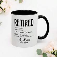 1 pieza Taza con diseño personalizado del nombre de jubilación, taza de texto personalizado, taza de café personalizada, taza de familia personalizada, crea tu propia taza, taza personalizada con nombre para café, regalo de recuerdo de jubilación, regalo para mejor amigo, regalo de jubilación para mamá/papá/abuelo/colega/amigo