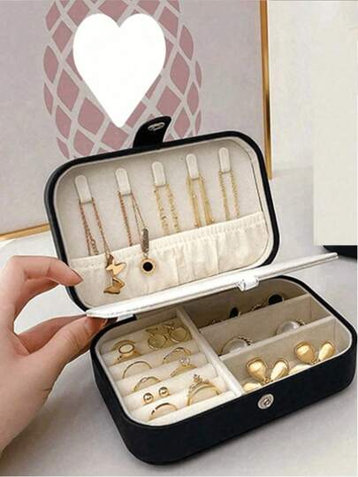 1 件便携式珠宝盒，优雅珠宝收纳盒，适用于项链、戒指、耳环和其他配饰，大容量珠宝盒，情人节礼物，家居装饰