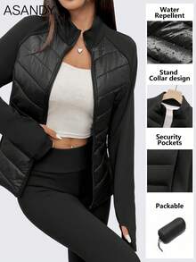 ASANDY 女士秋冬轻薄保暖修身时尚羽绒服 休闲黑色 - 黑色 - 查看 1