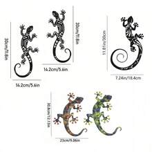 2 buc siluete Gecko metalice în stil rustic, artizanat din fier forjat, potrivite pentru decorarea pereților, decorațiuni din fier suspendat pe perete, nu necesită electricitate, decorare grădină - Negru - Vizualizare 9