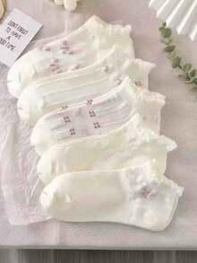 1 双随机 INS 风格泡泡蝴蝶结百搭白袜 - 白色 - 查看 1