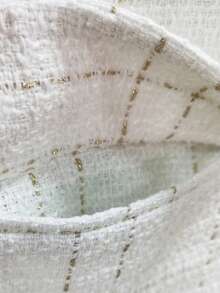 Elegant Tweed Open Front Blazer With Flap Pockets,Long Sleeve Plaid Lightweight Jacket For Work, Casual, And Office Outfits - White - View 8