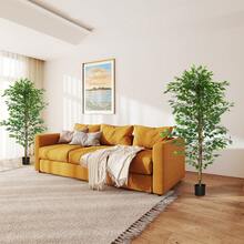HOMCOM Lot de 2 plantes artificielles arbres artificiels ficus hauteur 1,80 m tronc branches liane lichen feuilles grand réalisme pot inclus, intérieur, vert - Vert - Voir 2