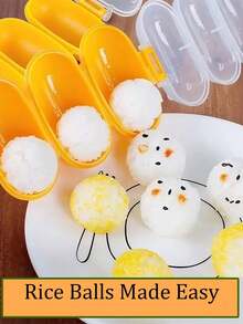 1 件可爱卡通猫形饭团制作器奶昔，配 1 件小饭勺，饭团摇晃器，球形饭团模具，饭团模具，儿童寿司制作器午餐便当，家庭厨房午餐小工具 - 彩色 - 查看 6