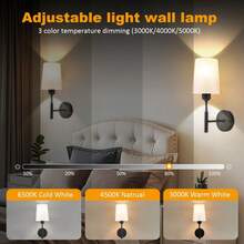Battery-Operated Wall Sconces – Rechargeable Dimmable LED Lamps (No Hardwiring) | USB Charging Bulbs With Remote Control - Black - View 4