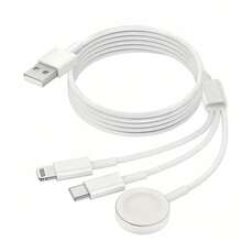 带有 USB-C 和 Lightning 端口的三合一磁性无线充电器 - 多功能充电解决方案。兼容 iPhone16 Pro/Max；16 Plus；16；15 Pro/Max；15 Plus；15；14 Pro/Max；14 Plus；14；13 Pro/Max；13 Mini；13；12 Pro/Max；12 Mini；12；SE (2022)；11 Pro Max；11 Pro；11；Xr；Xs Max；Xs；X；8 Plus； 8、兼容 Series 1/2/Series 3/Series 4/Series 5/Series 6/Series 7/Series 8/Series 9/Series 10/SE/SE2/SE3/Ultra/Ultra 2/Sport/Edition，兼容 /AirPods2-4/ Pro/ Pro2/ Max，适用于办公室、宿舍和家用电话充电器 Nan - 白色 - 查看 10
