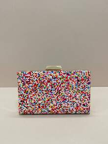 Bolsa clutch feminina, bolsa de noite, com estampa colorida dupla face, charmosa e requintada, ideal para festas, casamentos e bailes. Combina perfeitamente com vestidos de festa, vestidos de noite e vestidos de lantejoulas. Vem com alça de ombro removível, ideal para adolescentes, mulheres, meninas e estudantes. - Multicolorido - Ver 8