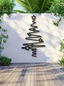 1pc Multi-Functional Metal Christmas Tree Wall Art - All-Season Indoor/Outdoor Decor For Christmas, Halloween, Easter & Thanksgiving Celebrations - Multicolor - View 1