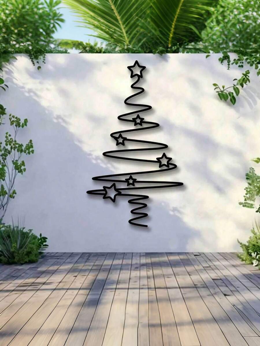 1pc Multi-Functional Metal Christmas Tree Wall Art - All-Season Indoor/Outdoor Decor For Christmas, Halloween, Easter & Thanksgiving Celebrations - Multicolor - View 1