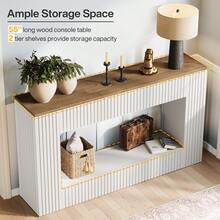 Tribesigns Modern Console Table, 55-Inch Wood Entryway Table With Storage, Narrow Long Sofa Table Behind Couch Table For Living Room, Foyer, Hallway, White - White - View 5