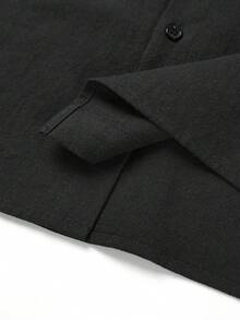 Old Money 男士亚麻衬衫，简约休闲纯色长袖纽扣衬衫，透气轻盈的纯棉黑色面料，适合日常穿着、办公、聚会等场合，百搭男士服饰，送给丈夫、男友、儿子的礼物，秋季必备单品 - 黑色 - 查看 7